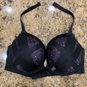 Victoria’s Secret Very Sexy Push-up Bra - Halter - 34D - Black - Sequins